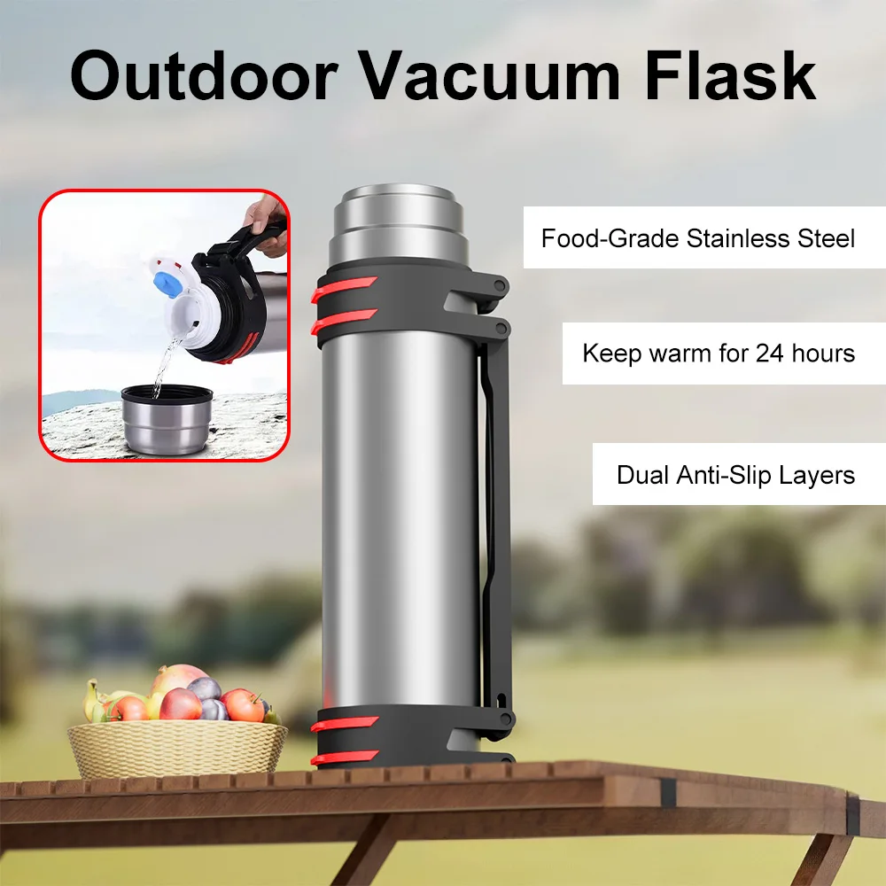 kf-A6ad8e5c82b814e90b467d560de1954c6z 2L Stainless Steel Thermal Bottle Portable Vacuum Flask Insulated Hot Water Bottle Thermos for Home Car Outdoor Travel Camping - Image 1