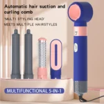 Professional 5-in-1 Hair Dryer Brush Curling Iron with Fast Heating Diffuser & Comb Attachments for Hair Styling - Image 7