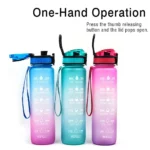 1L Tritan Material Water Bottle With Bounce Cover Time Scale Reminder Frosted Leakproof Cup For Outdoor Sports Fitness - Image 2