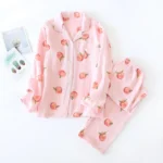 large size pajamas women cotton crepe cotton long sleeve  simple and comfortable - Image 9