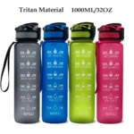 1L Tritan Material Water Bottle With Bounce Cover Time Scale Reminder Frosted Leakproof Cup For Outdoor Sports Fitness - Image 8