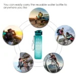 1L Tritan Material Water Bottle With Bounce Cover Time Scale Reminder Frosted Leakproof Cup For Outdoor Sports Fitness - Image 11