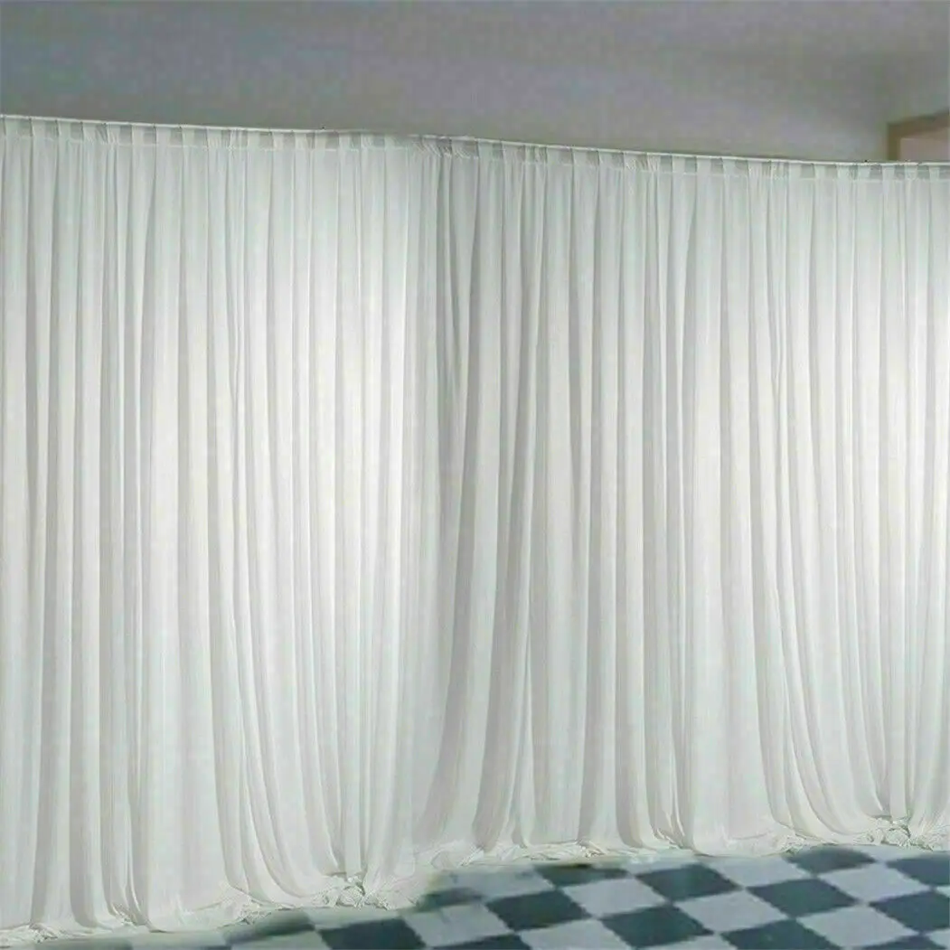 kf-H4ede595d7ac34a9994f9b73678b20fa4o 6.5ft Silk White Backdrop Drapes Curtain Wedding Ceremony Party Home Window Decor - Image 1