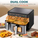 10L Dual Air Fryer 2400W Digital Cooker Oven 1-in-1 Healthy Frying Double Basket - Image 3