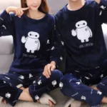 2pcs/Set Coral Fleece Couple Pajamas Women's Thickened Padded Warm Facecloth Men's Home Wear Clothes top + pants