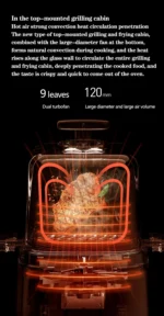 Desktop 220v 1000W Portable Air Fryer 2L Capacity Visible Household Transparent Visible Air Fryer Led Touch Screen Panel Air Fr - Image 15