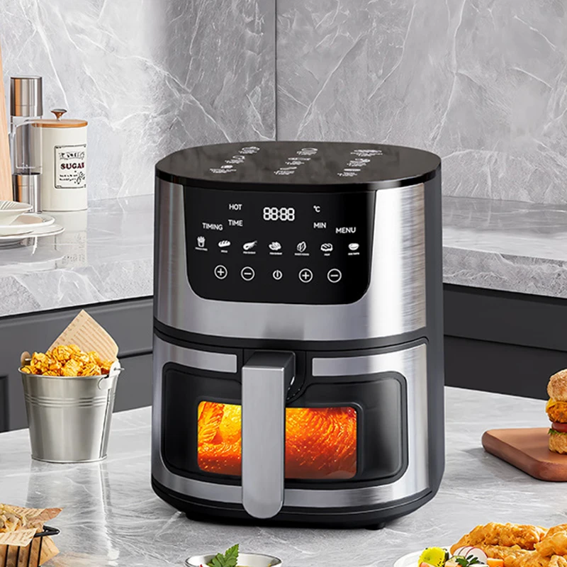 kf-S093ec7b839034fb8af8cff4b58c8629by 7L Electric Air Fryer Smart Multi-function Hot Convection Oven LED Touch Control 1400W Visible Window Deep Fryer without Oil - Image 1