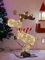 Glowing Ski Reindeer Ornaments Reindeer Lawn Decorations 3d Glowing Reindeer Ornaments with Led Lights for Christmas Decoration - Image 9