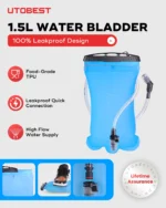 4Pcs UTOBEST 5L Running Vest with 1.5L Hydration Reservoir 500ml Bottle Set Ultralight Multi-Pocket Outdoor Vest for Camping - Image 3