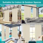 2pcs Outdoor Waterproof Patio Curtains Indoor Blackout Curtain for Living Room Bedroom Pavilion Terrace Garden Porch - Image 2