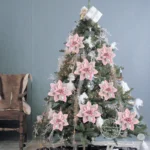 5/10Pcs Glitter Pink Christmas Flowers Xmas Tree 14cm Artifical Flower Ornaments - Image 7