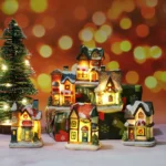 1~6pcs LED Night Light Christmas Ornaments Luminous Castle Snow House Sculpture Xmas Decoration - Image 2