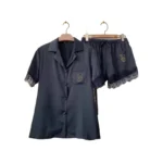 Silky Satin Pajamas for Women 2 Piece Set, Elegant Lace Trim Long Sleeve Nightwear Solid Color Lightweight Loungewear - Image 4