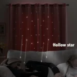 2-Panel Pink Starry Night Blackout Curtains 2 Layer Hollow-Out Star Design Light Blocking Drapes For Bedroom Elegance Curtains - Image 6