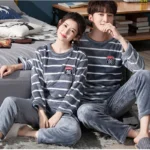 2pcs/Set Coral Fleece Couple Pajamas Women's Thickened Padded Warm Facecloth Men's Home Wear Clothes top + pants - Image 5