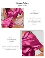 Luxurious Satin Pajama for Women Sleepwear Summer Short Sleeve Tops with Button-Up Lapel Collar & Shorts Pyjama Femme Lounge Set - Image 34