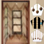 90x220CM 31 Vintage Natural Wood and Bamboo Beaded Door Curtain for Bath Bedroom Porch Doorway