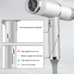 2000W Professional Hot Air Negative Ionic Hair Dryer, 10000 RPM, T Hammer Shape with 3 Nozzle Fast Drying for Home Salon Travel - Image 2