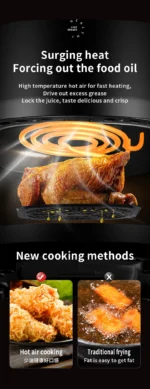 8L Electric Air Fryer Large Capacity Convection Oven Deep Fryer Without Oil Kitchen 360°Baking Viewable Window Home Appliance - Image 14