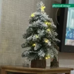 45/60 CM High Christmas Tree with PVC Snowflakes Flocked Tabletop Decor Tree - Image 3