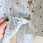 Women's Pajama Set 100% Cotton Gauze Vertical Strip Love Long Sleeve Two piece set - Image 6