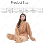Women Solid Warm 1/2 Piece Sets Thicken Velvet Ribbed Fleece Set Pullover And Pants Women Casual Pajama - Image 7