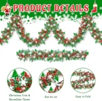 Christmas Tree Decorations Christmas Tinsel Garland Metallic Shiny Garland for Christmas Home and Living Room Decoration - Image 12