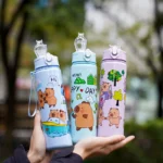 700ml Capybara Cute Water Cup with Straw & Handle Kawaii Travel Water Bottle Large Capacity Drinking Bottle for Fitness Sports - Image 3