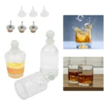 Christmas Grid Bitters Bottle Vintage carved glass Mixers with stoppers Vintage glass syrup bottle absinthe bottle set - Image 3