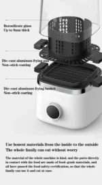 Desktop 220v 1000W Portable Air Fryer 2L Capacity Visible Household Transparent Visible Air Fryer Led Touch Screen Panel Air Fr - Image 20