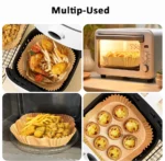 Air Fryer Liners Disposable 100pcs Parchment Paper Square Liners Round Liners Free of Bleach Non-Stick Oil-proof and Waterproof - Image 8