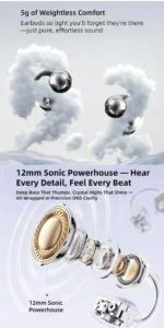 UYUXIO BT 5.4 Clip on Earbuds Wireless Open Ear Headphone with 72H Play Time Long-Battery Life Over Ear Buds for Sport Workouts - Image 7