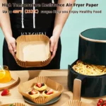 Air Fryer Liners Disposable 100pcs Parchment Paper Square Liners Round Liners Free of Bleach Non-Stick Oil-proof and Waterproof - Image 2
