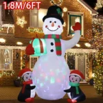 1pc Christmas Decoration Inflatable Toy Gift Snowman Penguin Built-in LED Lights Indoor Outdoor 