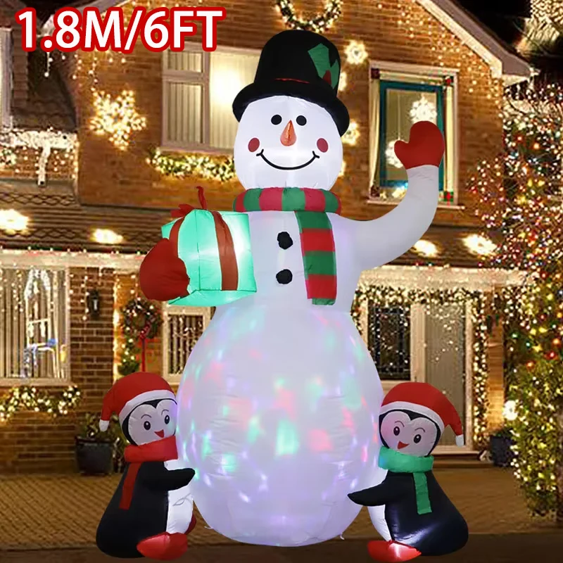 kf-S2fbbbf1eff7d409b8695a851edb3dee5a 1pc Christmas Decoration Inflatable Toy Gift Snowman Penguin Built-in LED Lights Indoor Outdoor - Image 1