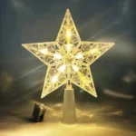 15cm Christmas Tree Top Star Light LED Glowing Star Lamp Xmas Tree Decoration Home Xmas Party