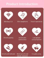 Heart-shaped Rotatable Wireless Bluetooth Earphones HIFI Sound Headphones Touch Control Earbuds Gaming Headsets - Image 14