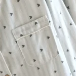 Women's Pajama Set 100% Cotton Gauze Vertical Strip Love Long Sleeve Two piece set - Image 11