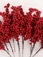 Berry Artificial Flower Fruit Red Berry Simulation Cherry Stamen Berries for Home - Image 12