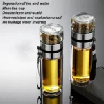 Glass Tea Infuser Bottle Leak-Proof Travel Mug Double Wall Tea Cup Portable Infuser Water Bottle, Water Separation Tea Bottle - Image 12