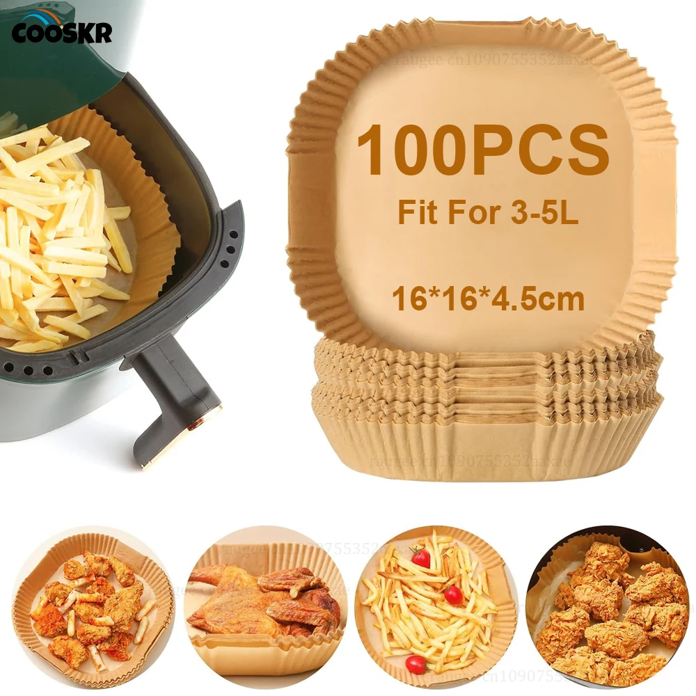 kf-S403fd9c566ac40028474220035040545q Air Fryer Liners Disposable 100pcs Parchment Paper Square Liners Round Liners Free of Bleach Non-Stick Oil-proof and Waterproof - Image 1
