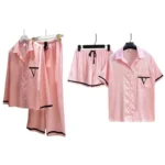 Fashionable Ice Silk Pajama Set Womens 2 Piece - Striped Satin Loungewear for Spring/Fall Ultra Soft & Breathable Shorts Nightw