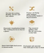 Desktop 220v 1000W Portable Air Fryer 2L Capacity Visible Household Transparent Visible Air Fryer Led Touch Screen Panel Air Fr - Image 8