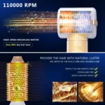 7 in 1 Professional Hair Dryer Brush 110,000 RPM Brushless Hot Air Volumizing Blow Dryer Brush Air Styling Curling Iron Wand - Image 3