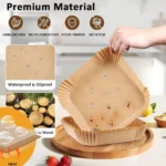 Air Fryer Liners Disposable 100pcs Parchment Paper Square Liners Round Liners Free of Bleach Non-Stick Oil-proof and Waterproof - Image 3