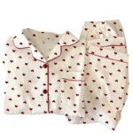 Women's Pajamas Loungewear Set Girl Love  Pajamas Crinkled Fabric Loungewear Long Sleeve Set - Image 5