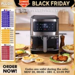 1400W 6L Smart Air Fryer Oven Large Capacity 360 Hot Air Circulation Transparent Window Healthy Cook for Home Kitchen Appliance