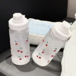 Kawaii Cherry Water Bottle Plastic Cup with Lid Straw Cute Coffee Bubble Milk Tea for Drinkware Outdoor Sports Drinking Watercup - Image 6