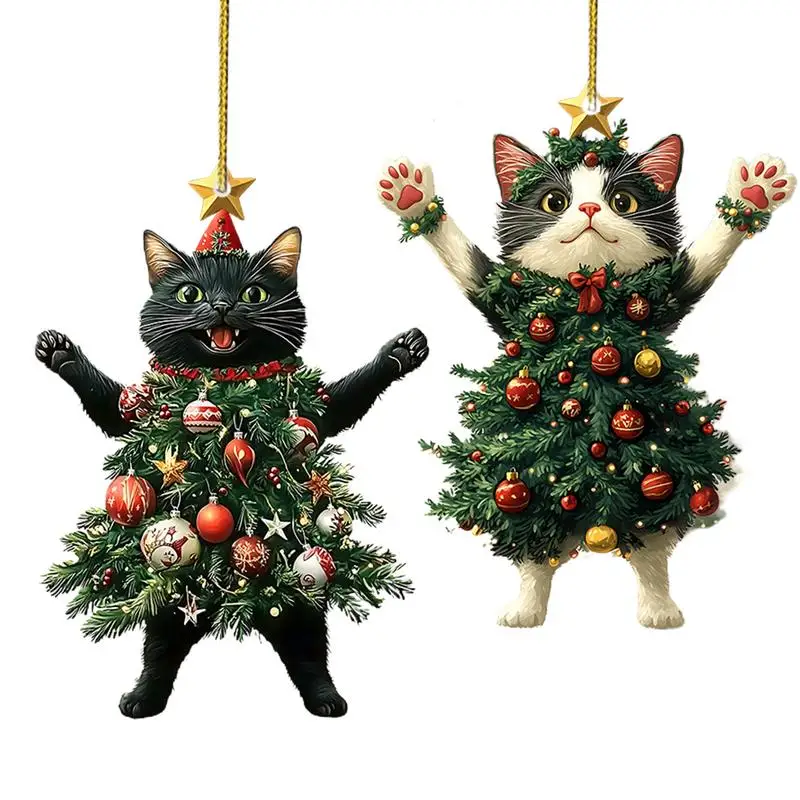 kf-S556bf3289ec24d9f9b65495dd0d2282c1 1PC Christmas Tree Pendants Cute Cat Hanging Ornaments for Car Backpack Xmas Tree Decorations Party Supplies New Year Gifts - Image 1