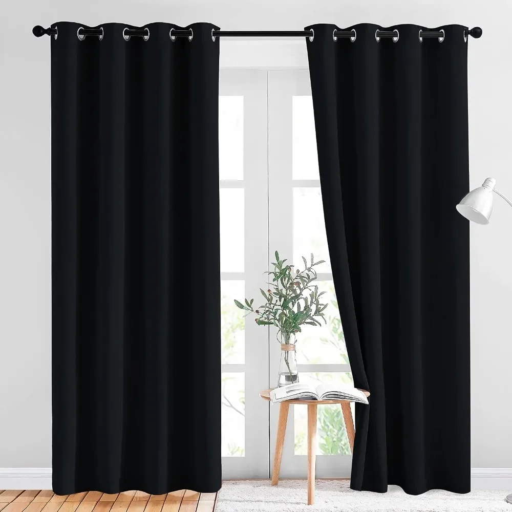 kf-S574a335b66ad4d549e313df3183f0b26L 1PC 90% Blackout Curtain for Bedroom Living Room Window Screen Thermal Insulated Grommet Panels Light Reducing Shade Drapes - Image 1